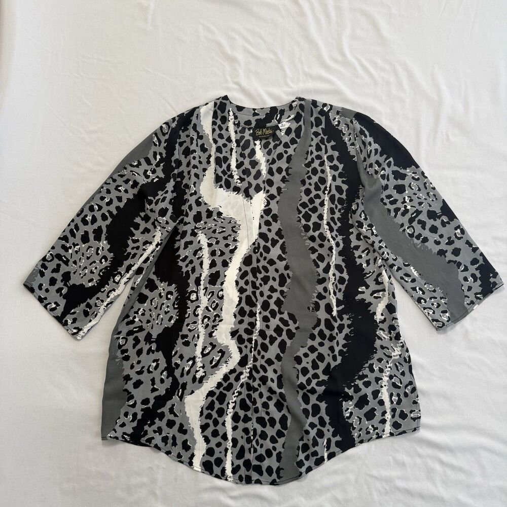 Bob Mackie Wearable Art Kimono Cardigan Women's Medium Animal Print Open Front